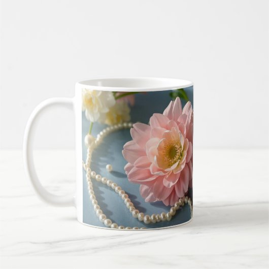 Mug Fleurs et perles élégantes (Gauche)