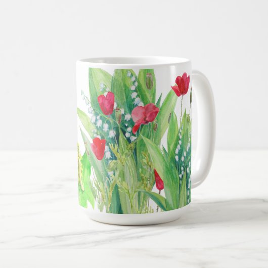 Mug Fleurs et pissenlit Peinture à l'aquarelle de fée (Devant droit)