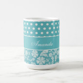 Mug Fleurs et pois de turquoise (Centre)