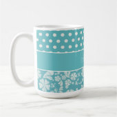 Mug Fleurs et pois de turquoise (Gauche)