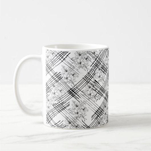 Mug Fleurs et rayures monogrammes chic (Gauche)