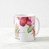 Mug Fleurs Exotiques Tropicales & Ananas Doré Aloha (Devant droit)