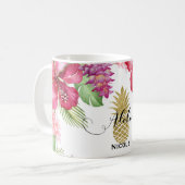 Mug Fleurs Exotiques Tropicales & Ananas Doré Aloha (Devant gauche)