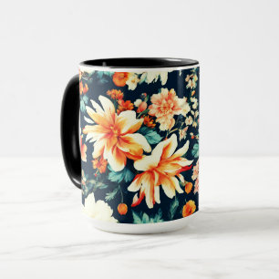 Mug Fleurs Extraordinaires blanches et rouges oranges