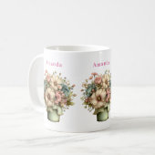 Mug Fleurs Fantaisistes dans un Pot de Fleurs Mignon (Devant gauche)