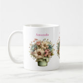 Mug Fleurs Fantaisistes dans un Pot de Fleurs Mignon (Gauche)