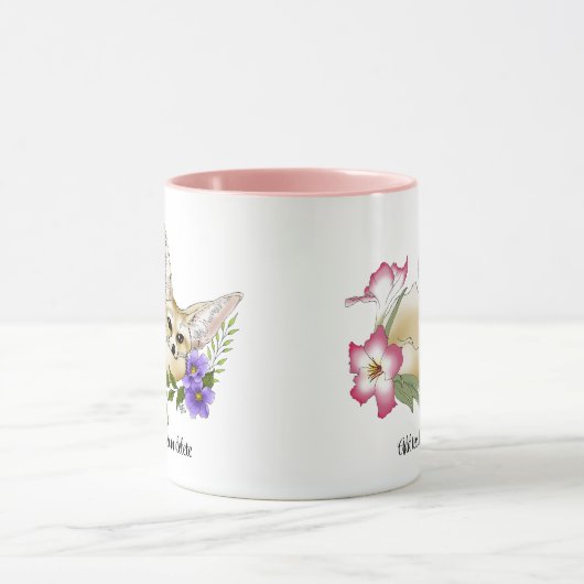Mug Fleurs Fennec Fox mignonnes (Centre)