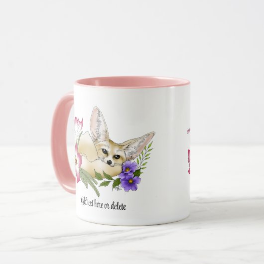 Mug Fleurs Fennec Fox mignonnes (Devant gauche)