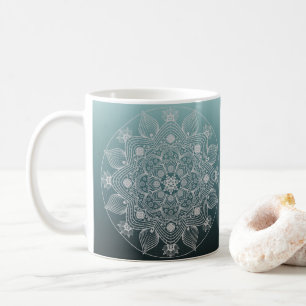 Mug Fleurs, Feuille, Mandala Floral en dentelle blanch