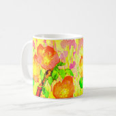 Mug Fleurs Feuilles Branche de Rosier à fleurs ruban r (Devant gauche)