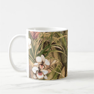Mug Fleurs Feuilles tropicales Motif aquarelle