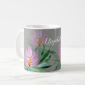 Mug Fleurs Fleurissent Violet Aquarelle Monogrammée (Devant gauche)