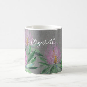 Mug Fleurs Fleurissent Violet Aquarelle Monogrammée