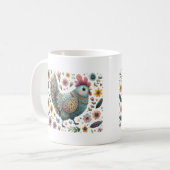 Mug Fleurs florales au poulet au poulet de l'art popul (Devant gauche)