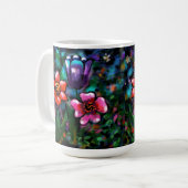 Mug Fleurs florales blanches bleu rose (Devant gauche)