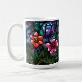 Mug Fleurs florales blanches bleu rose (Gauche)
