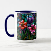 Mug Fleurs florales blanches bleu rose (Gauche)