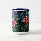 Mug Fleurs florales blanches bleu rose (Centre)