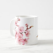 Mug Fleurs florales de cerisier rose blanc (Devant gauche)