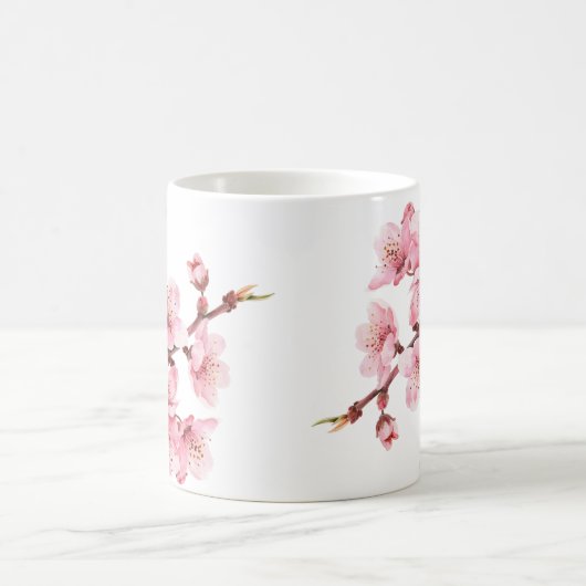 Mug Fleurs florales de cerisier rose blanc (Centre)