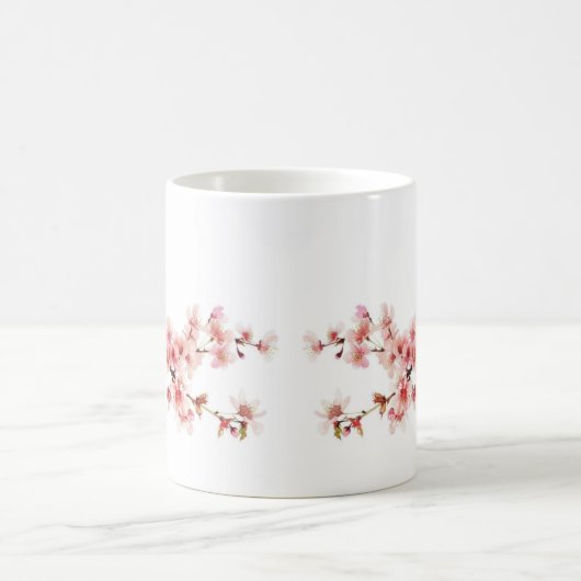 Mug Fleurs florales de cerisier rose blanc (Centre)