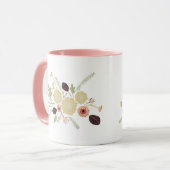 Mug Fleurs florales de Pêche verte mignonne Motif (Devant gauche)