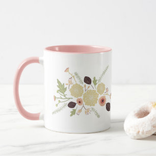 Mug Fleurs florales de Pêche verte mignonne Motif