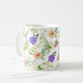 Mug Fleurs florales rose violet jaune (Devant gauche)