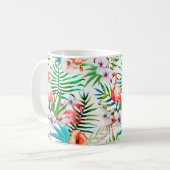 Mug Fleurs florales tropicales de Flamant rose rose (Devant gauche)