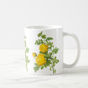 Mug Fleurs florales vintages, Roses jaunes de Redoute