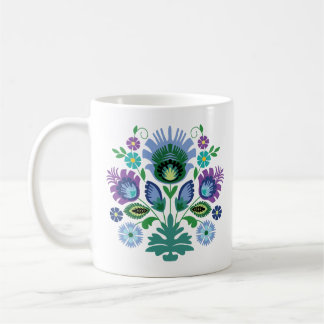Mug Fleurs folkloriques polonaises bleu clair