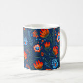 Mug Fleurs folkloriques polonaises Wycinanki Bleu (Devant droit)