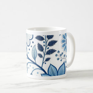 Mug Fleurs folkloriques scandinaves bleues