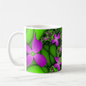 Mug Fleurs fractales Abstraites de néon rose vert (Gauche)