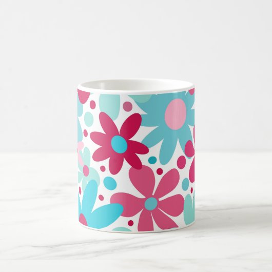 Mug Fleurs funky bleu et rose (Centre)