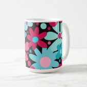 Mug Fleurs funky bleu et rose (Devant droit)