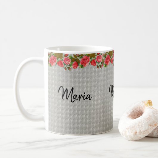 Mug Fleurs Gris (Avec donut)