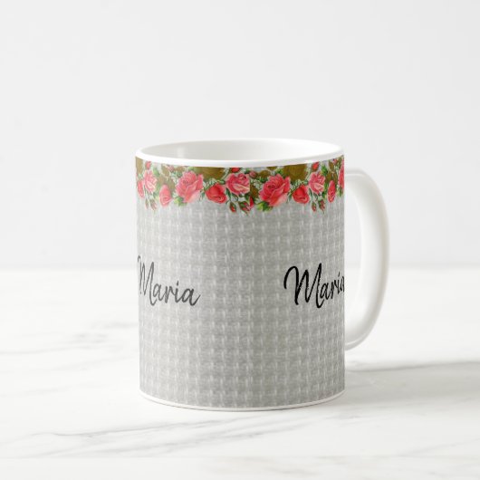 Mug Fleurs Gris (Devant droit)