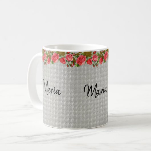 Mug Fleurs Gris (Devant gauche)