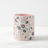 Mug Fleurs Gris Rose Noir Bonjour Belle (Centre)