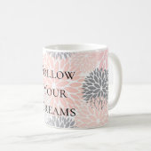 Mug Fleurs Gris Rose Rose Chic Et Élégantes (Devant droit)