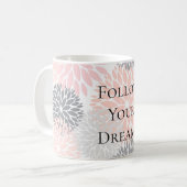 Mug Fleurs Gris Rose Rose Chic Et Élégantes (Devant gauche)