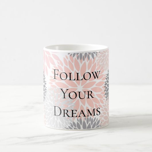 Mug Fleurs Gris Rose Rose Chic Et Élégantes (Centre)