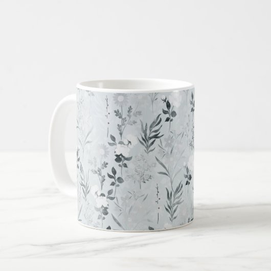 Mug Fleurs grises Peinture Botanique (Devant gauche)