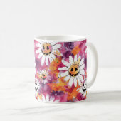 Mug Fleurs groovy d'Halloween Visages de citrouille (Devant droit)