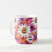 Mug Fleurs groovy d'Halloween Visages de citrouille (Devant gauche)