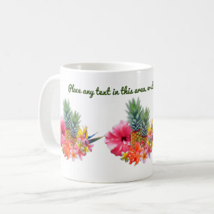Mug Fleurs hawaïennes et ananas Libellé sur mesure
