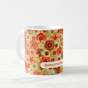 Mug Fleurs Hippie super Retro Orange Nom personnalisé
