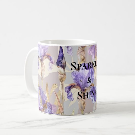 Mug Fleurs Iris D'Or Violet (Devant gauche)