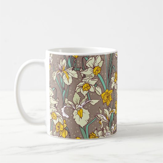 Mug Fleurs Iris Narcissus Vintage sans fil (Gauche)